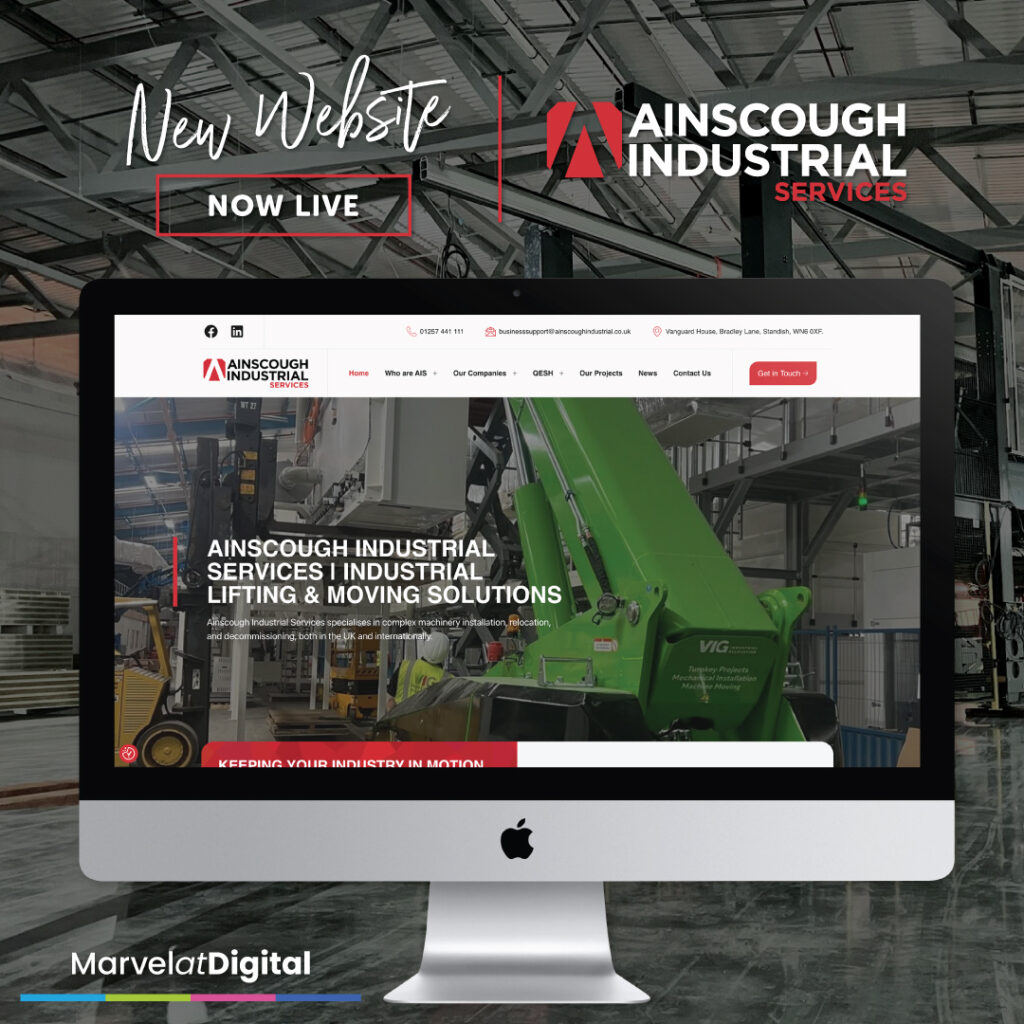 New Ainscough Industrial Website Screnshot